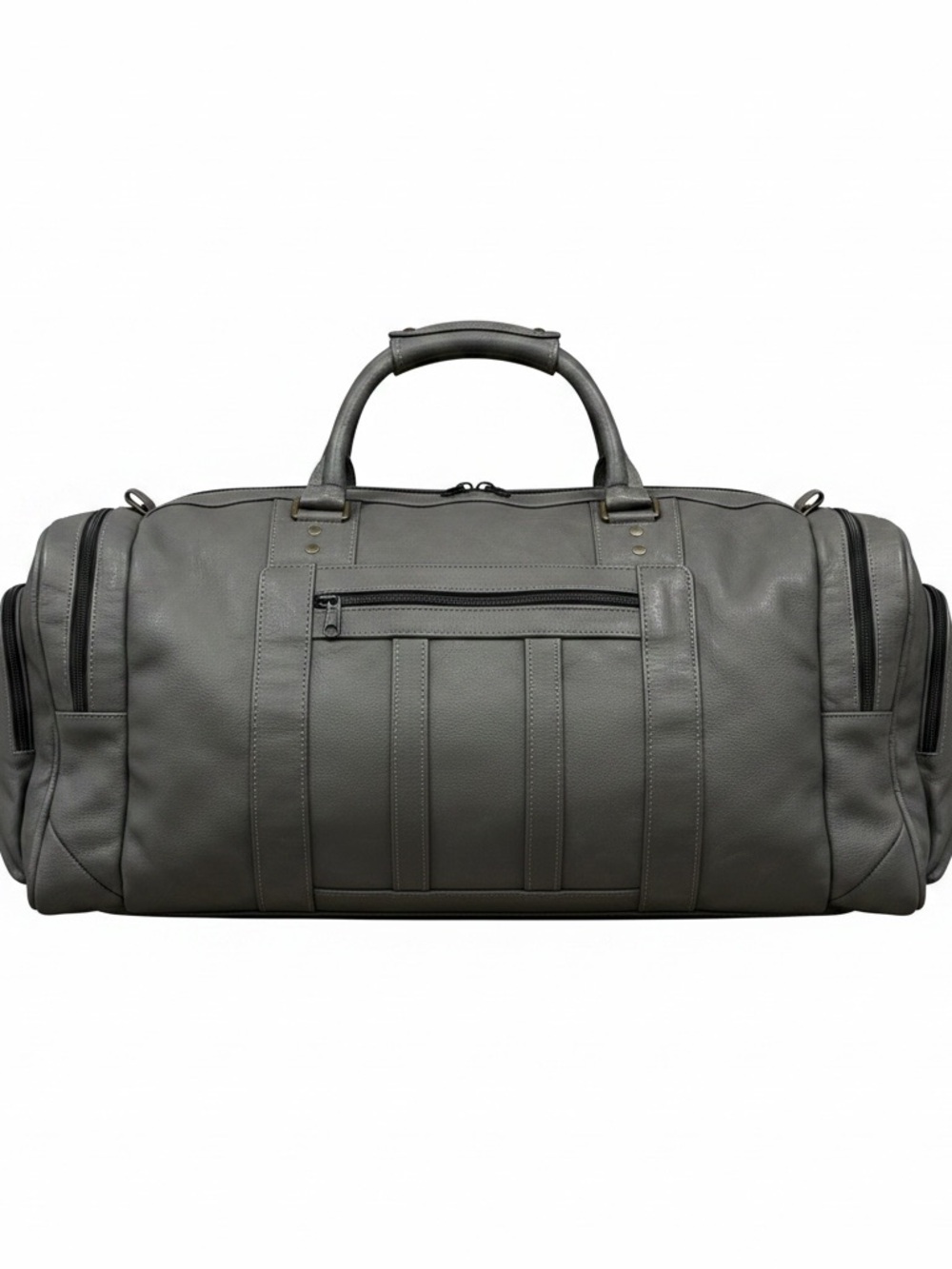 Genuine Leather Gray Men's Duffel Bag Travel Weekend Bag Teenager Sleepover